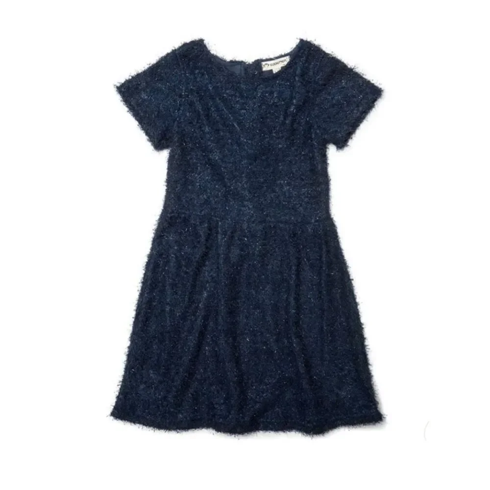 Appaman Girl's Kelsey Dress Navy Eyelash Knit Sparkly Textured Party Size 14